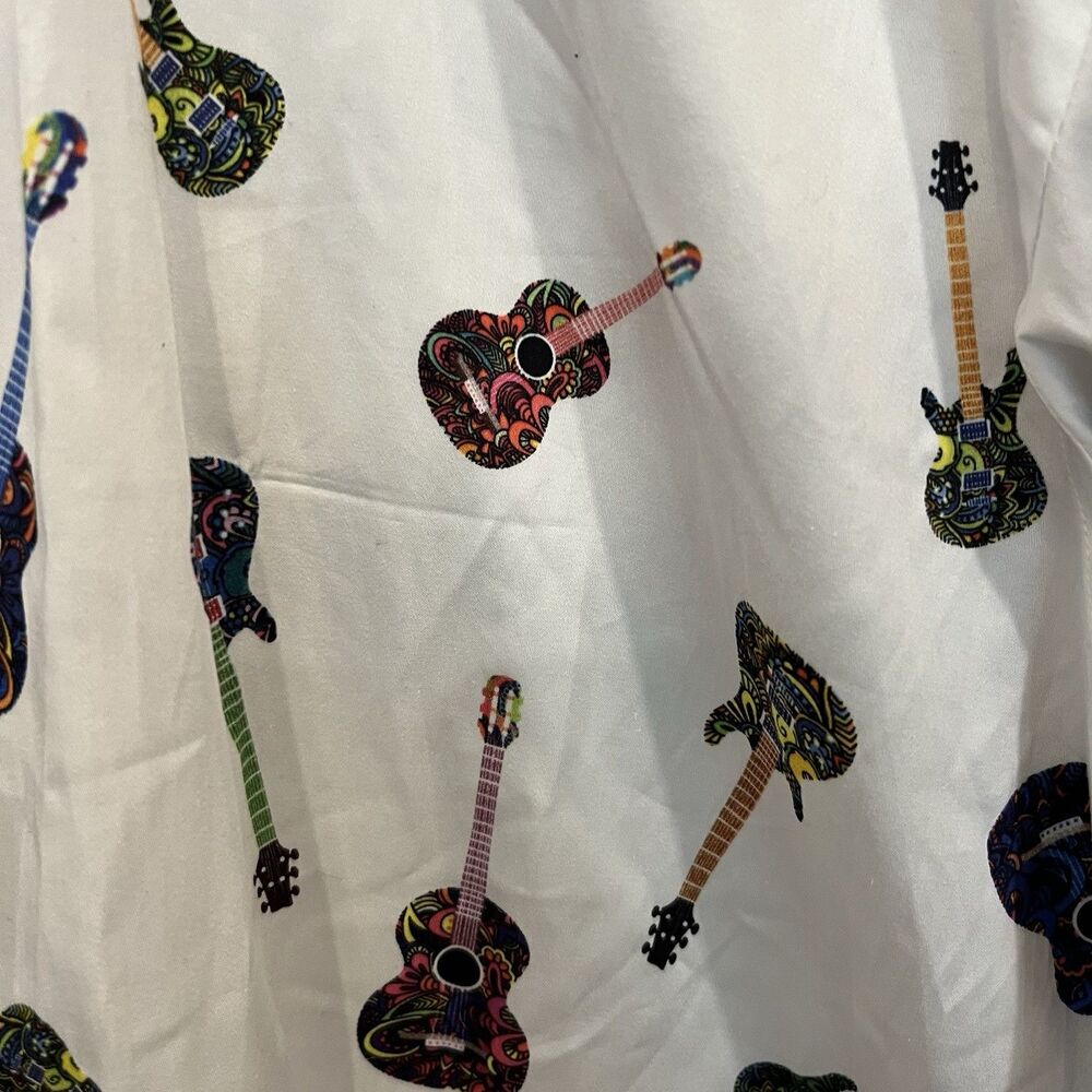 Mens Claudio Lugli Couture Guitar White Pink All Over Print Shirt New 3XL - Picture 5 of 8